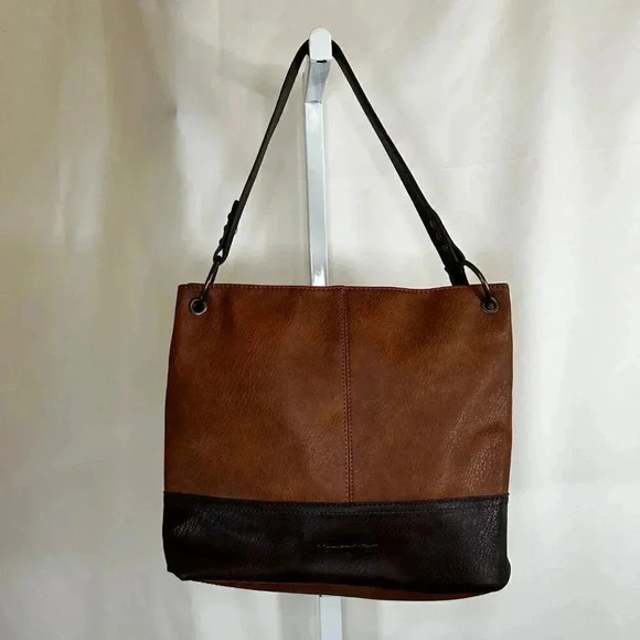 Montana West Two Tone Brown Shoulder Bag Handbag - Picture 1 of 8